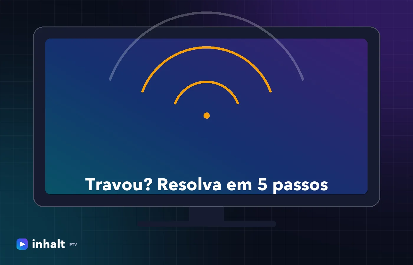 TV com aviso de travamento e sinal de Wi-Fi